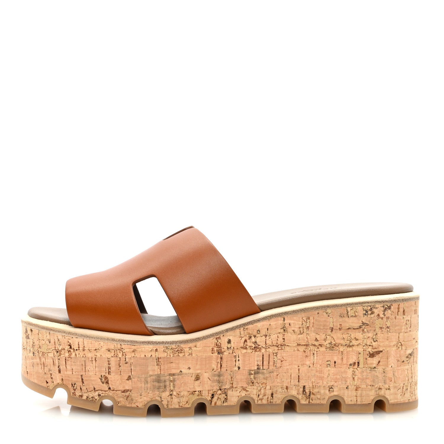 Hermes Calfskin Cork Eze 30 Sandals 37 Marron Glaise 1 of 8