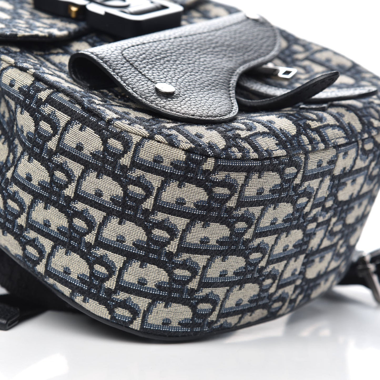 HOMME Oblique Calfskin Mens Mini Saddle Backpack Navy Blue