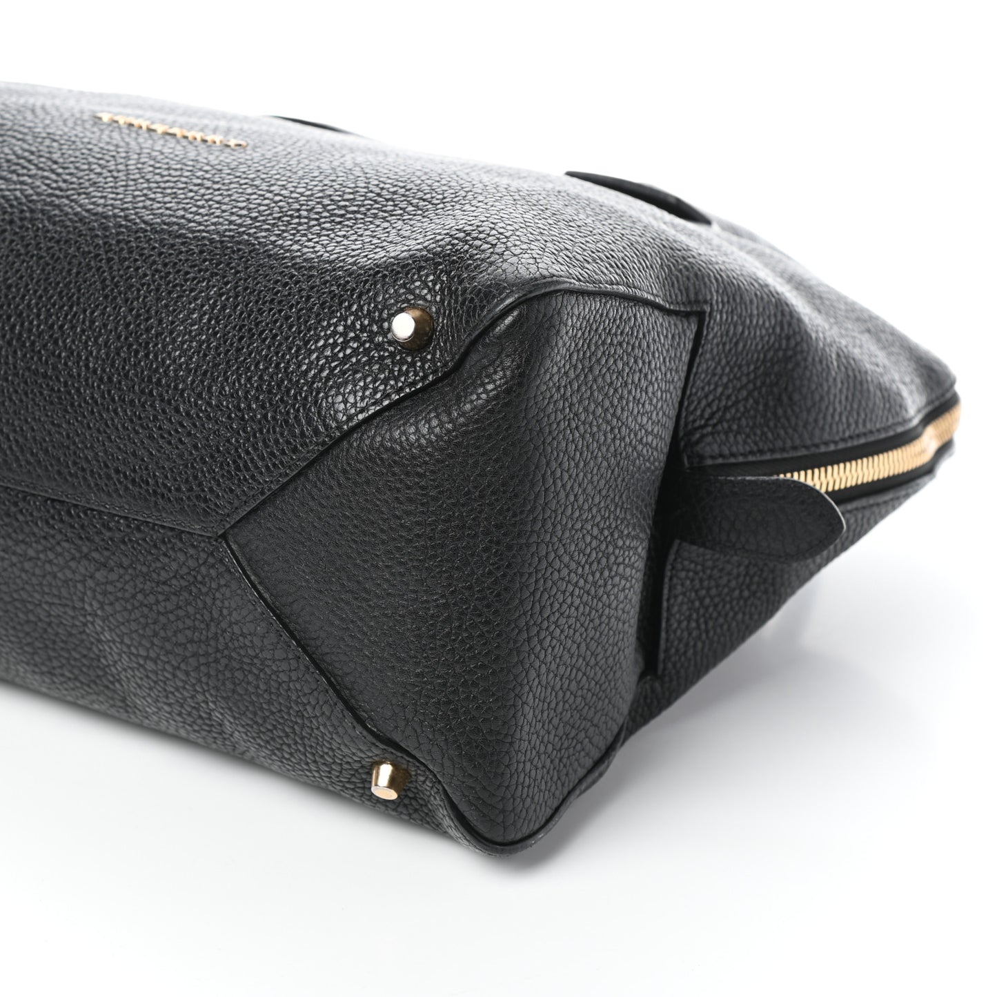 London Grainy Calfskin Small Greenwood Bowling Bag Black
