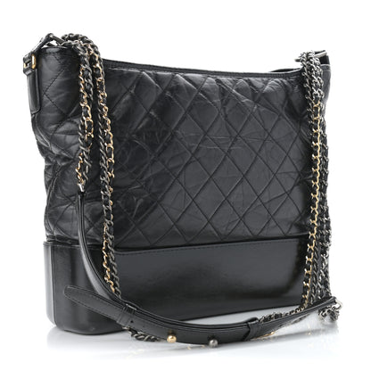 Chanel Aged Calfskin Quilted Large Gabrielle Hobo Black 3 of 11