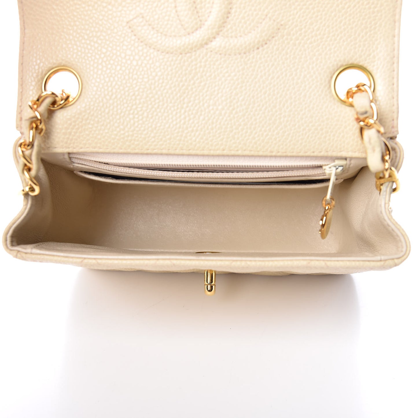 Caviar Quilted Mini Square Flap Light Beige