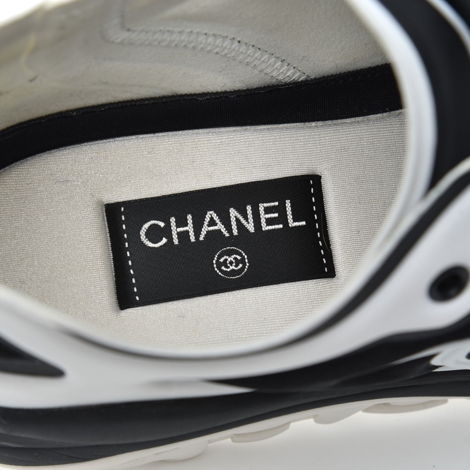 Chanel Mesh Lycra Thermoplastic Mens Sneakers 46 Black White 6 of 16
