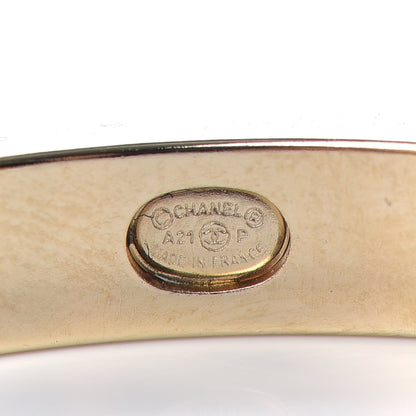 Chanel Metal Baguette Crystal Logo CC Hoop Earrings Gold 4 of 5