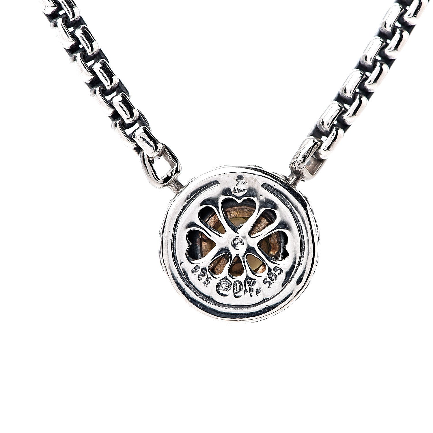 David Yurman Sterling Silver 14K Yellow Gold Pearl 12mm Cookie Pendant Necklace 5 of 5