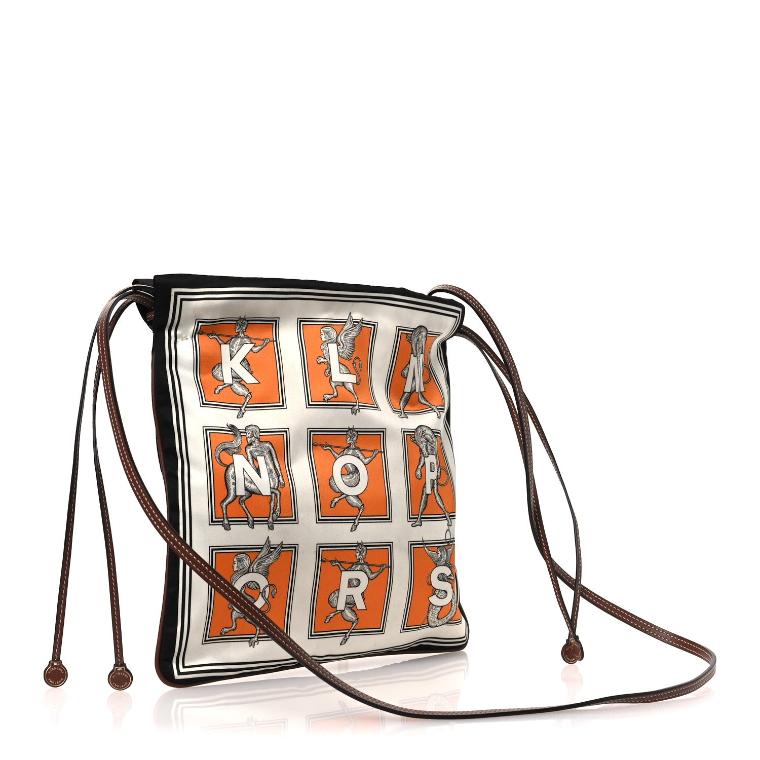 Burberry Satin Mythical Alphabet Drawstring Pouch Orange Black White 7 of 28