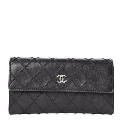 Chanel Calfskin Stitched Fancy CC Long Double Wallet Back 1 of 16