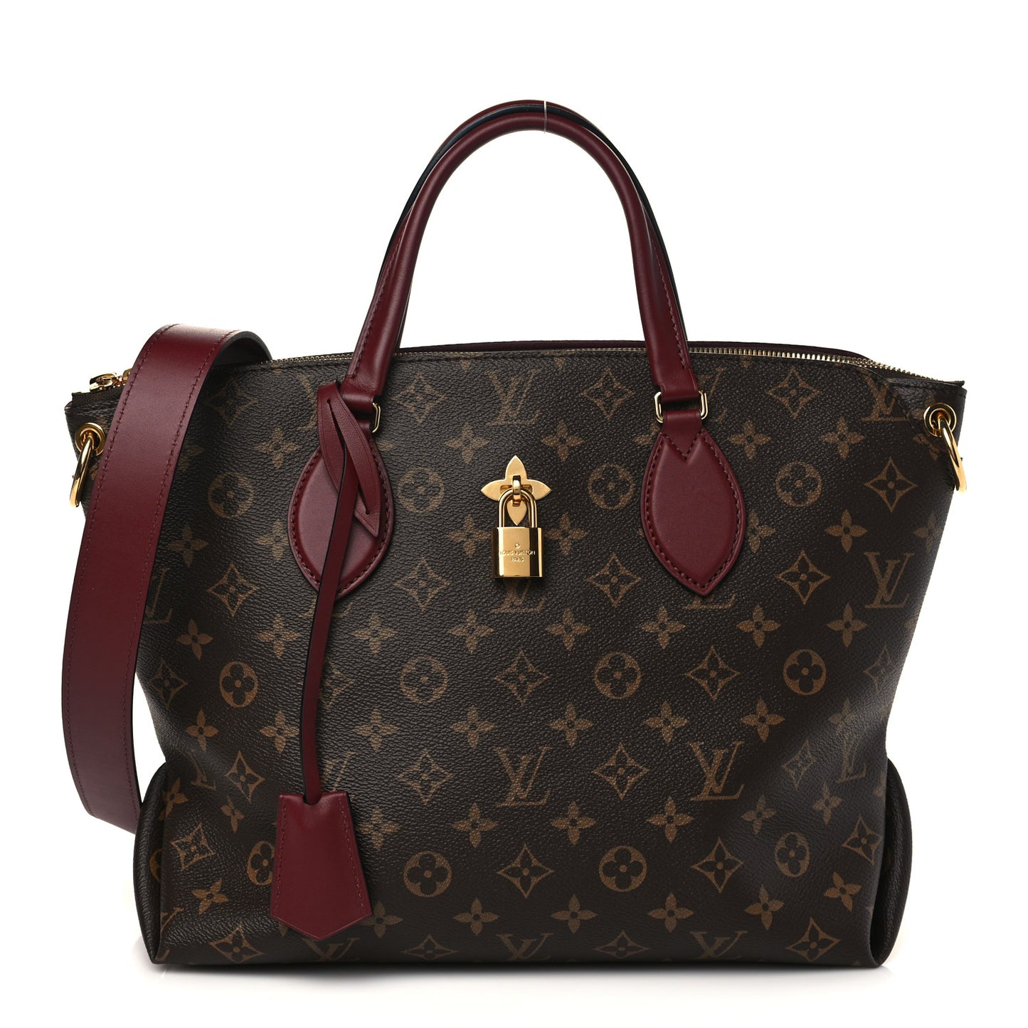 Monogram Flower Zipped Tote MM Bordeaux