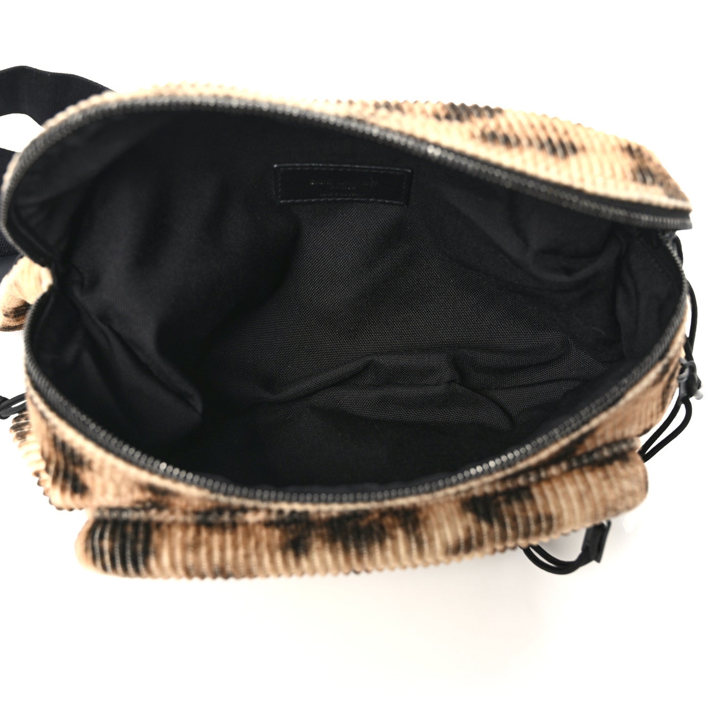 Corduroy Leopard Print Belt Bag Beige Black
