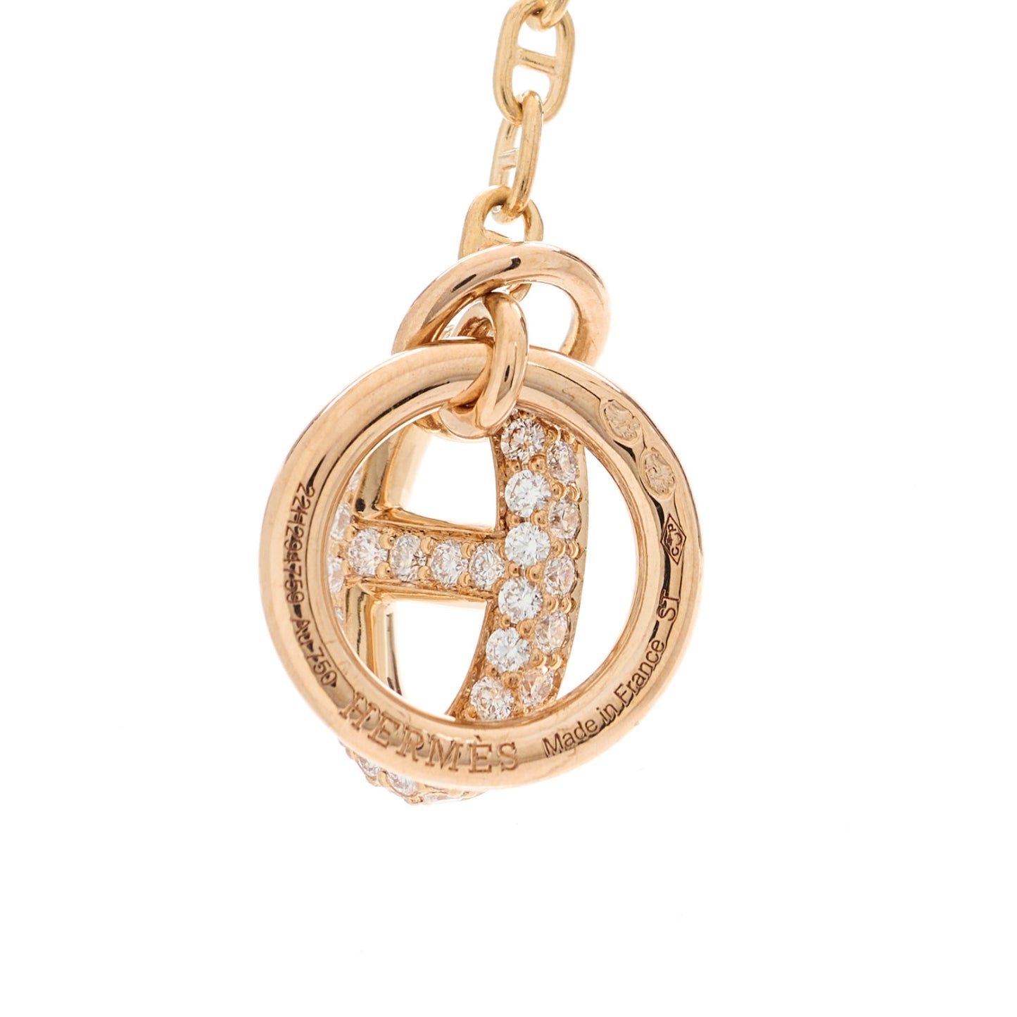 18K Rose Gold Diamond PM New Farandole Pendant Necklace ST