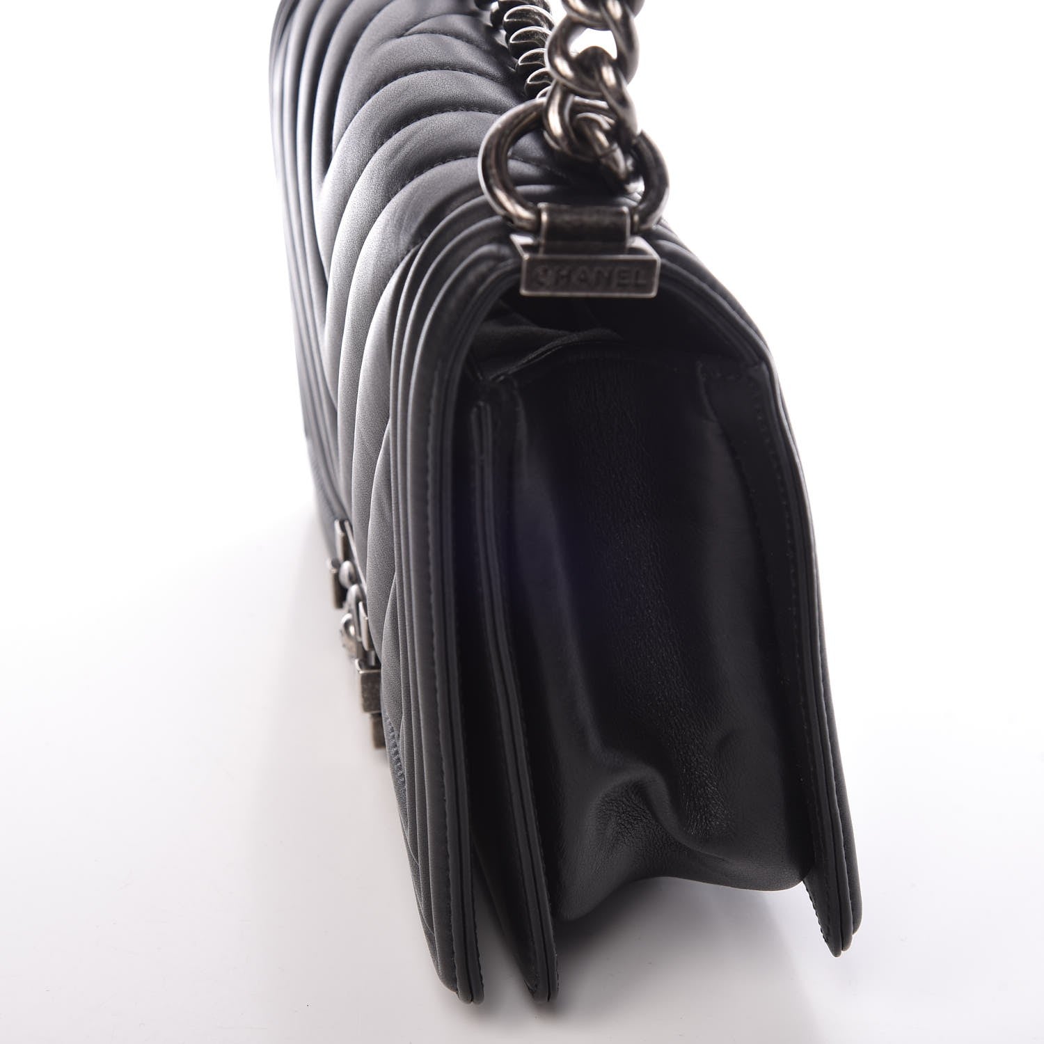 Chanel Calfskin Chevron Quilted Medium Boy Flap Black 9 of 15