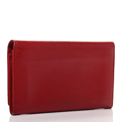 Prada Saffiano Continental Flap Wallet Fuoco 3 of 8