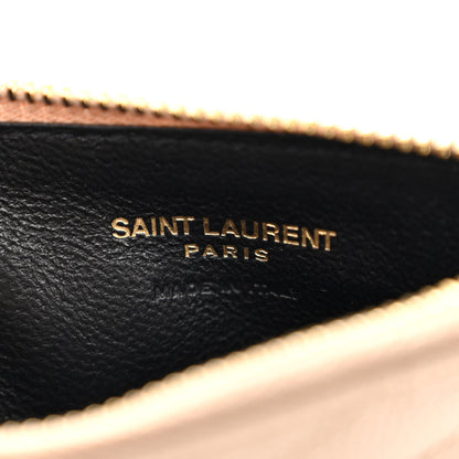 Saint Laurent Monogram Grain de Poudre 5 Fragments Zip Pouch Card Holder Dark Beige 6 of 8