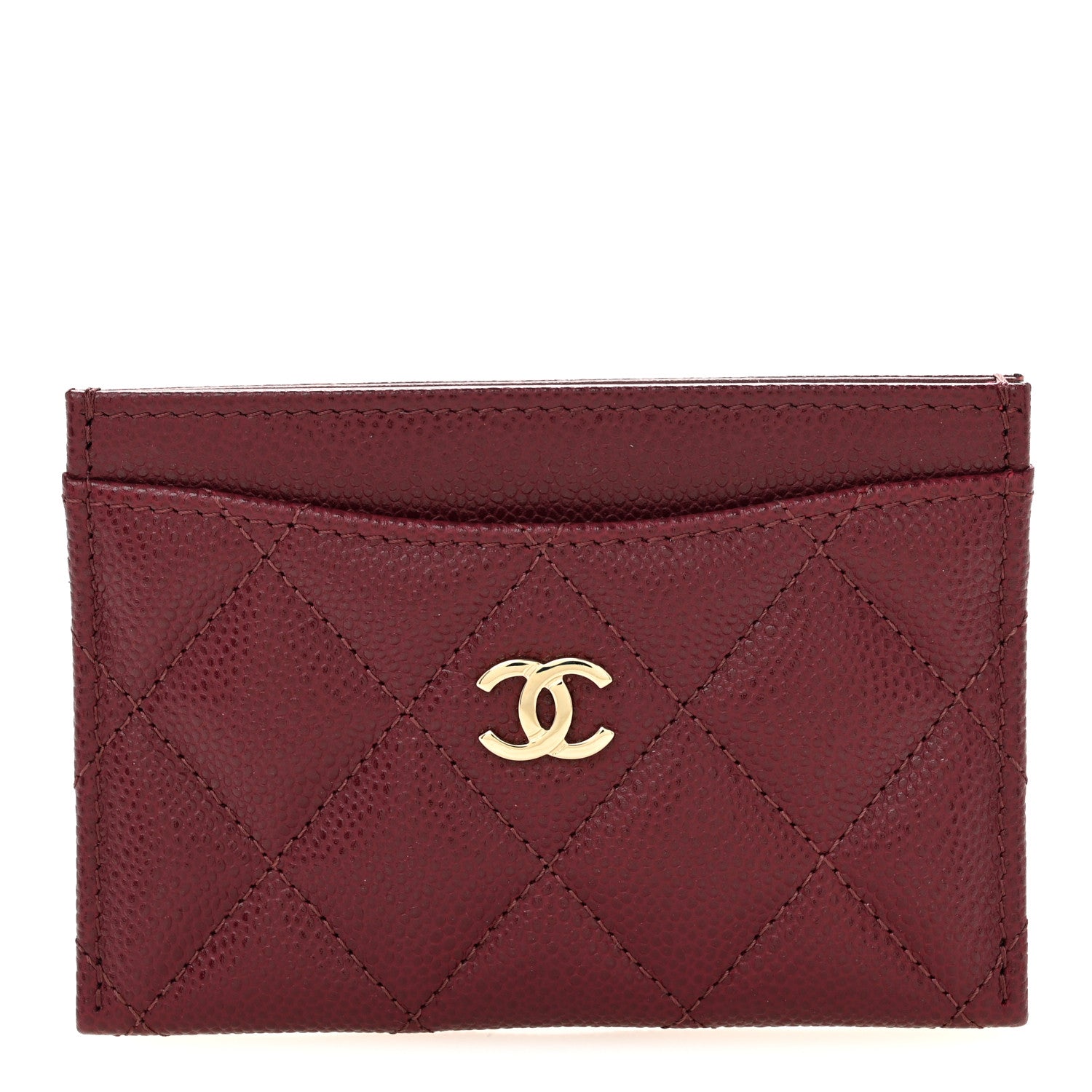Chanel Caviar Quilted Card Holder Dark Burgundy 1 of 8