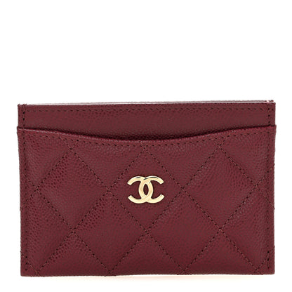 Chanel Caviar Quilted Card Holder Dark Burgundy 1 of 8