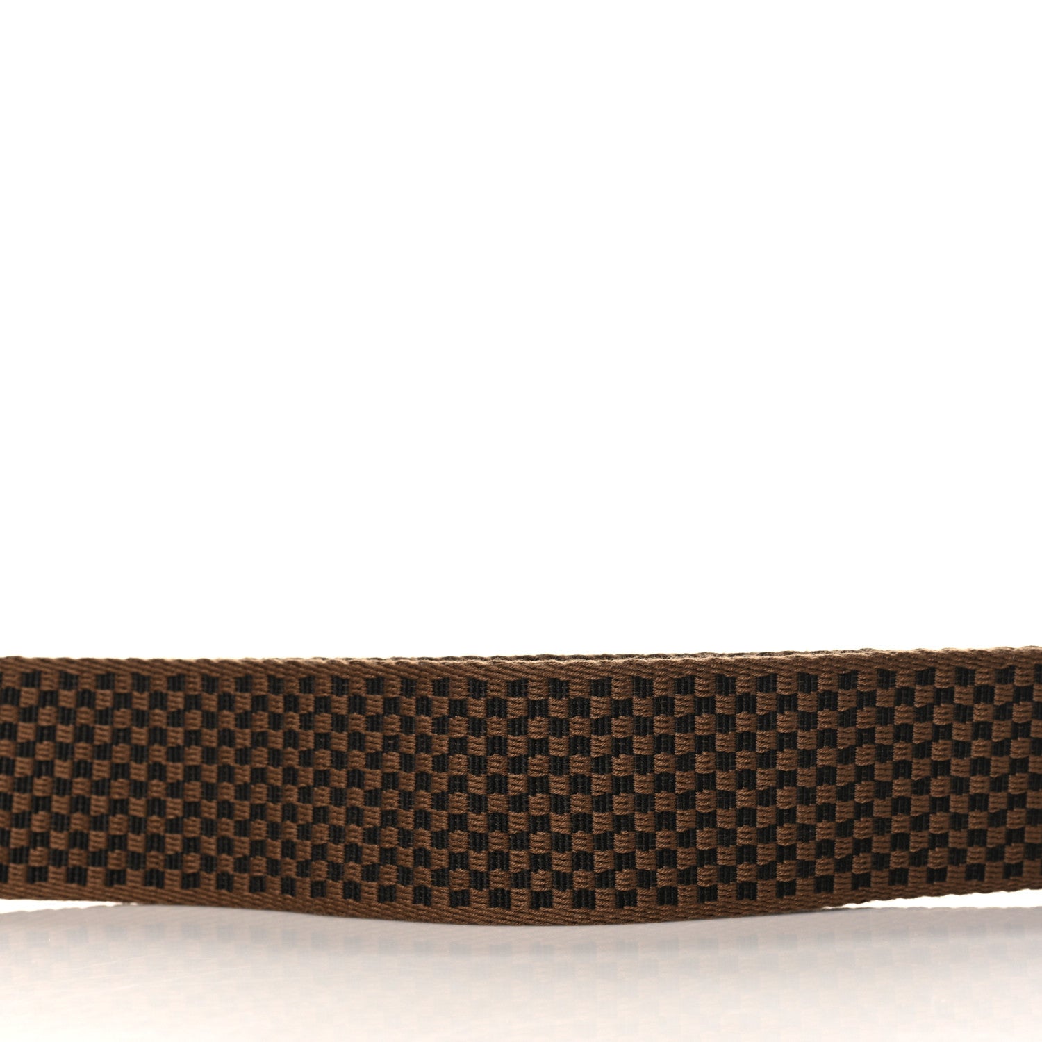 Fendi Ribbon Vitello King Logo Embossed Gingham Woven Adjustable Strap You Panna Black 5 of 5
