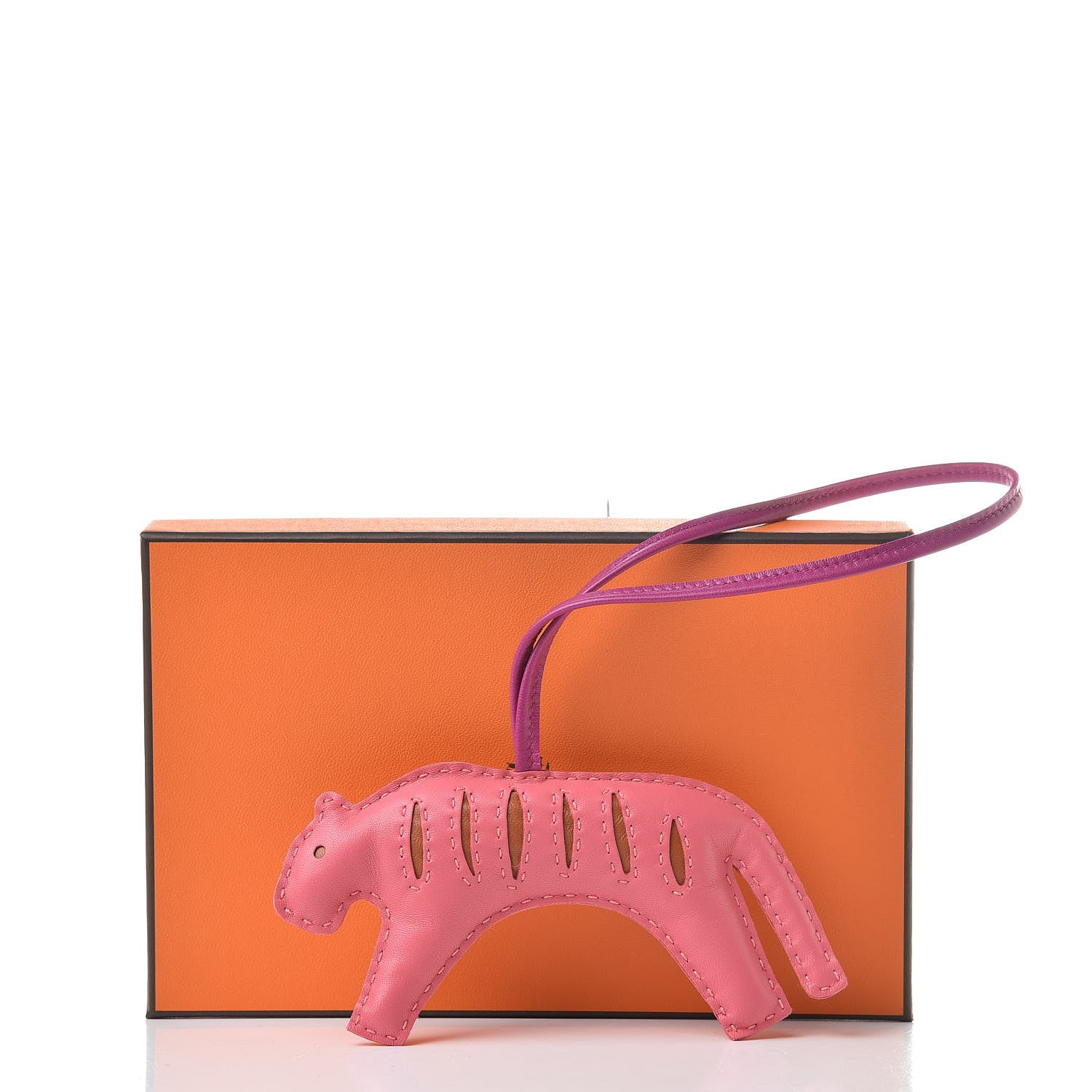 Hermes Milo Lambskin Rooroo Bag Charm Rose Azalea 4 of 4