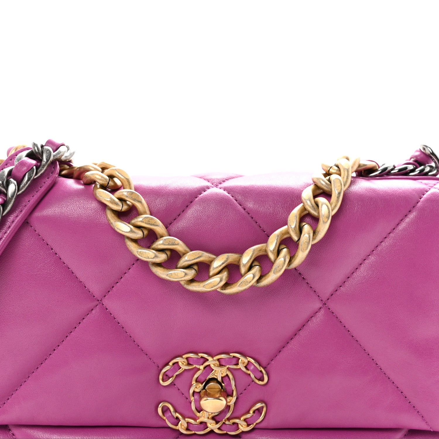 Chanel Lambskin Quilted Medium Chanel 19 Flap Purple 8 of 10