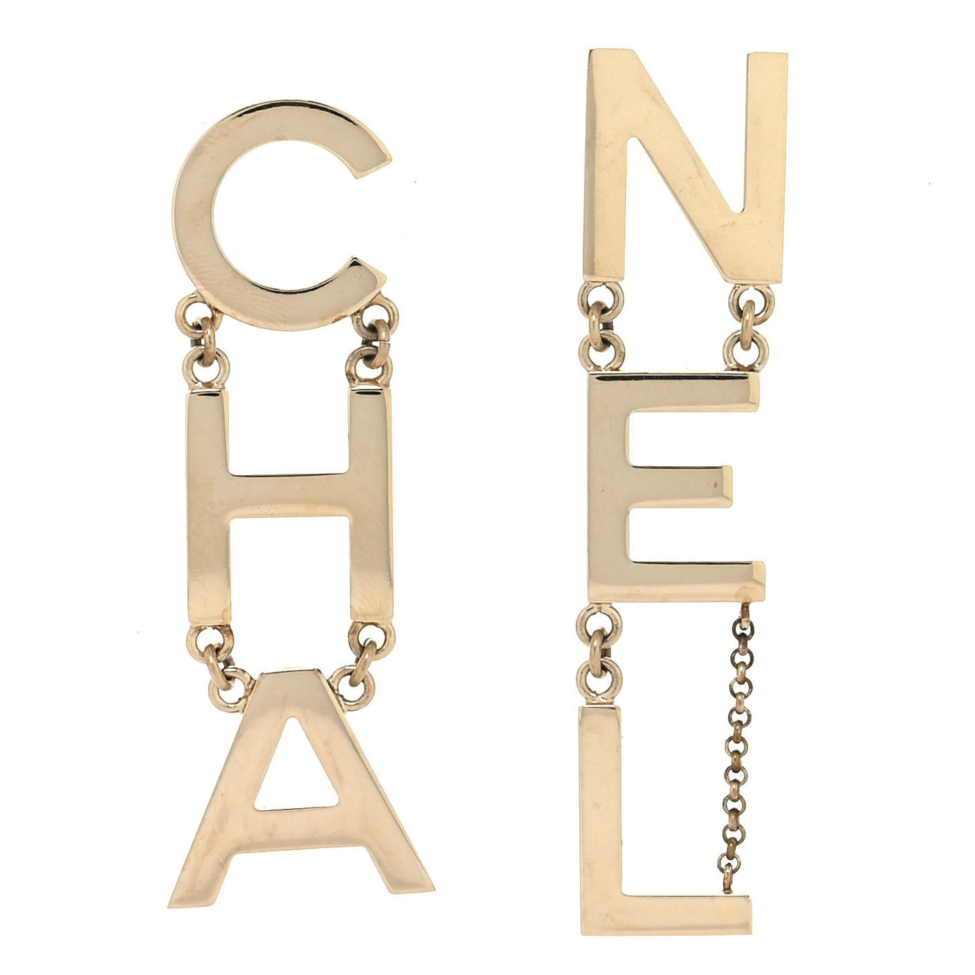 Chanel Metal Cha-Nel Logo Drop Earrings Gold 1 of 4