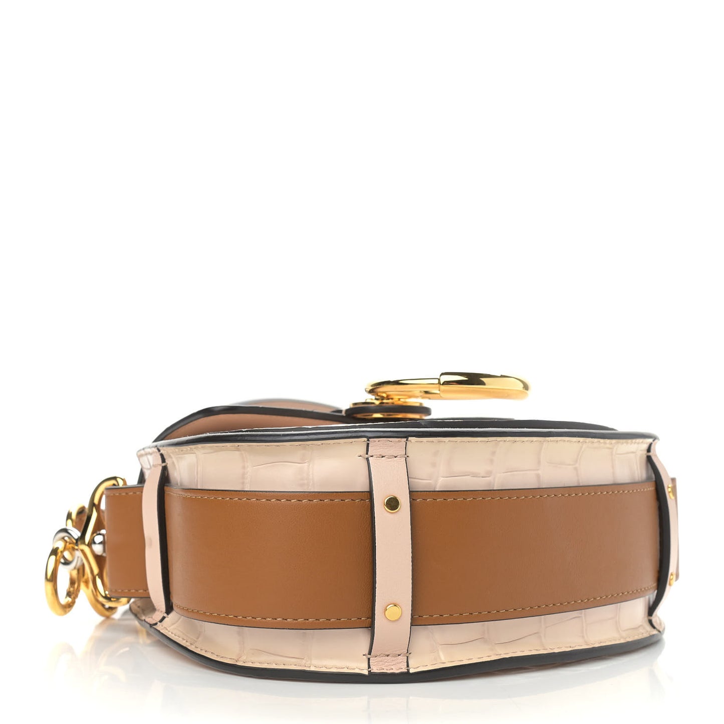 Calfskin Crocodile Embossed Small Tess Bag Cement Pink