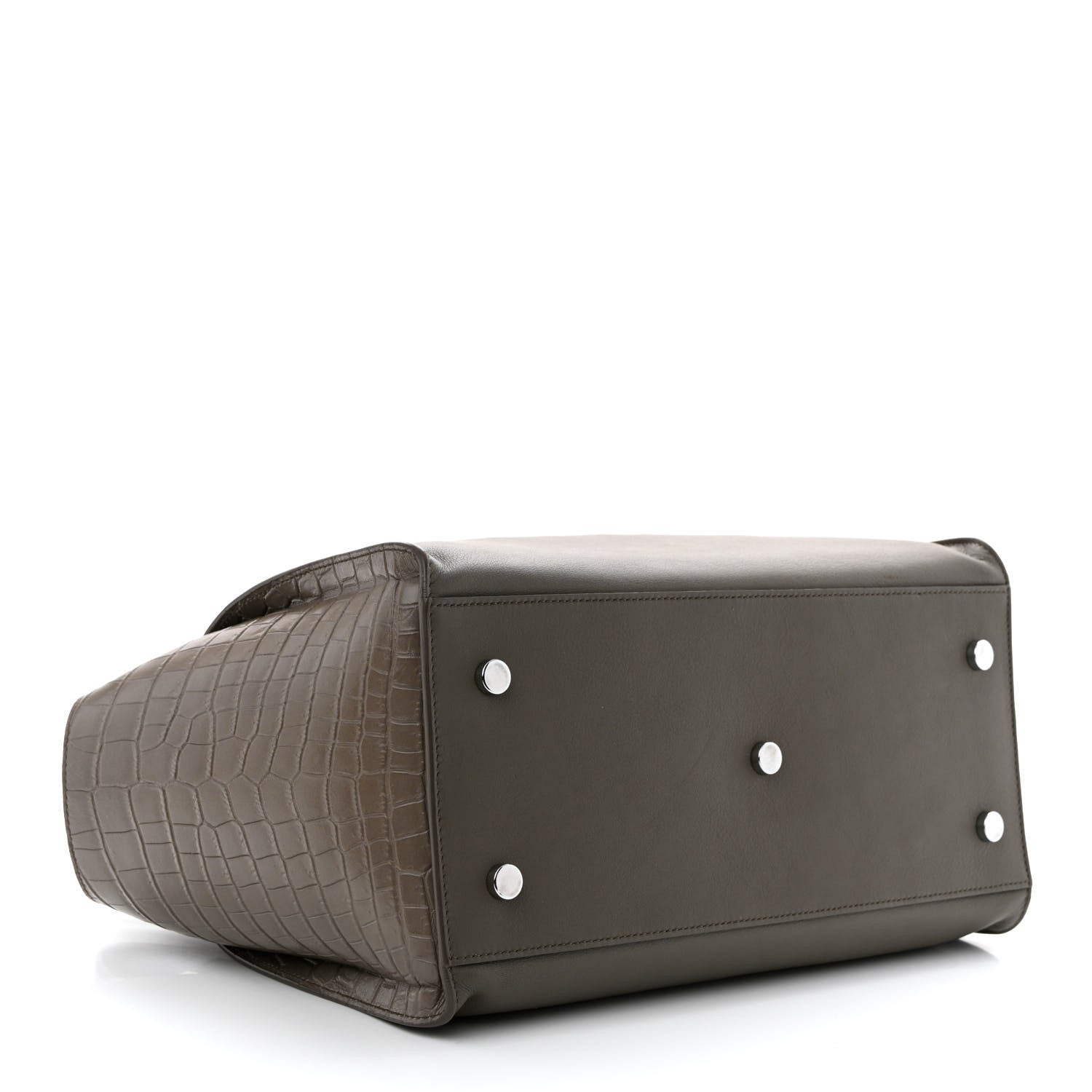 Saint Laurent Calfskin Crocodile Embossed Small Monogram Downtown Cabas Earth 4 of 15