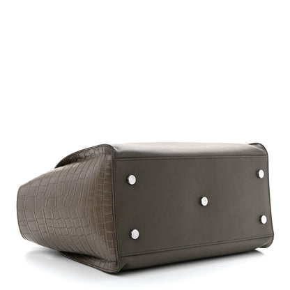 Saint Laurent Calfskin Crocodile Embossed Small Monogram Downtown Cabas Earth 4 of 15