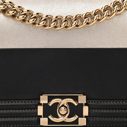 Chanel Metallic Goatskin Calfskin Medium Boy Flap Gold Black 8 of 13