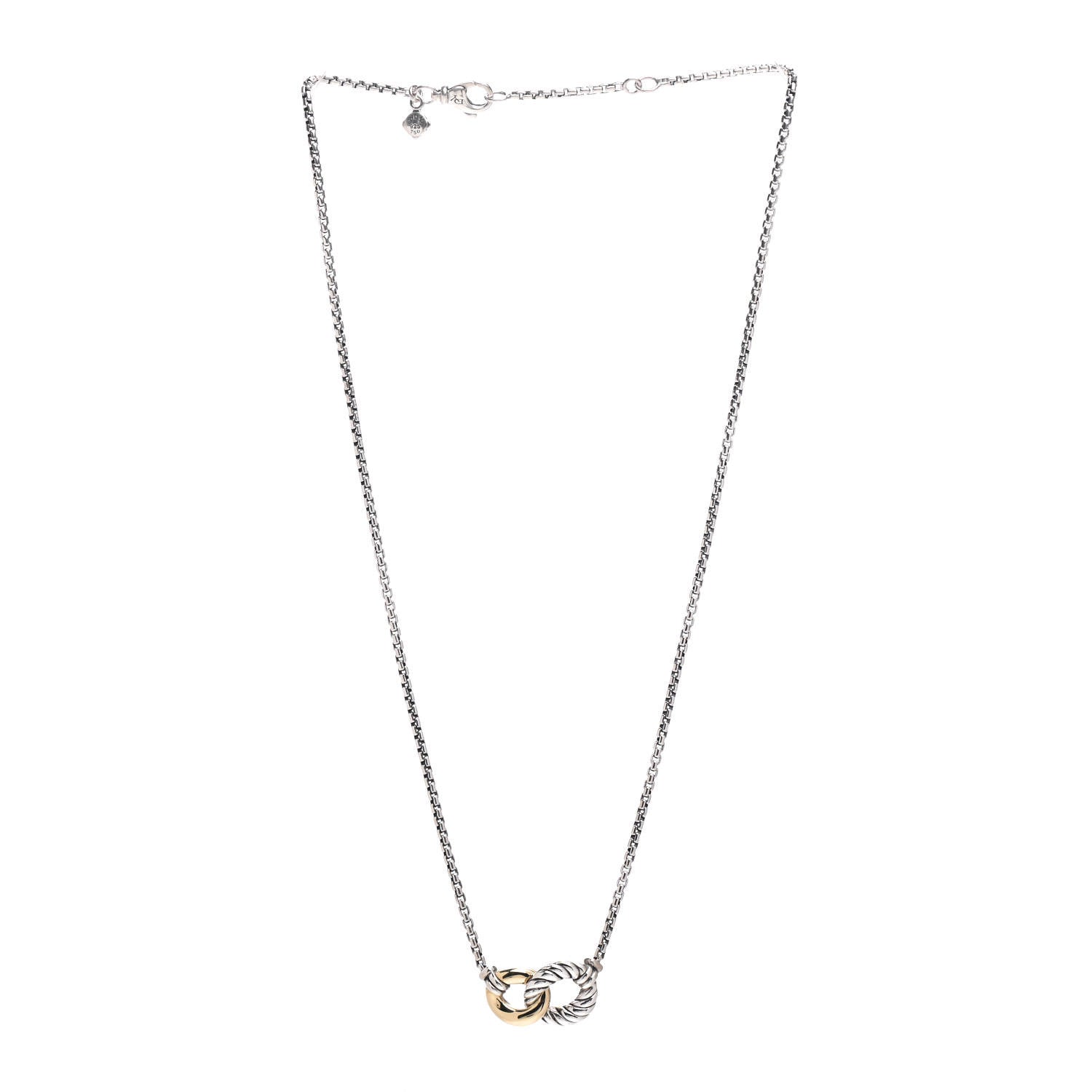 David Yurman Sterling Silver 18K Yellow Gold Belmont Pendant Necklace 2 of 3