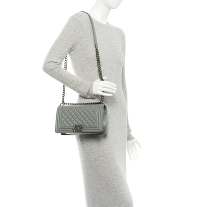 Chanel Calfskin Quilted Medium Boy Flap Grey 2 of 8