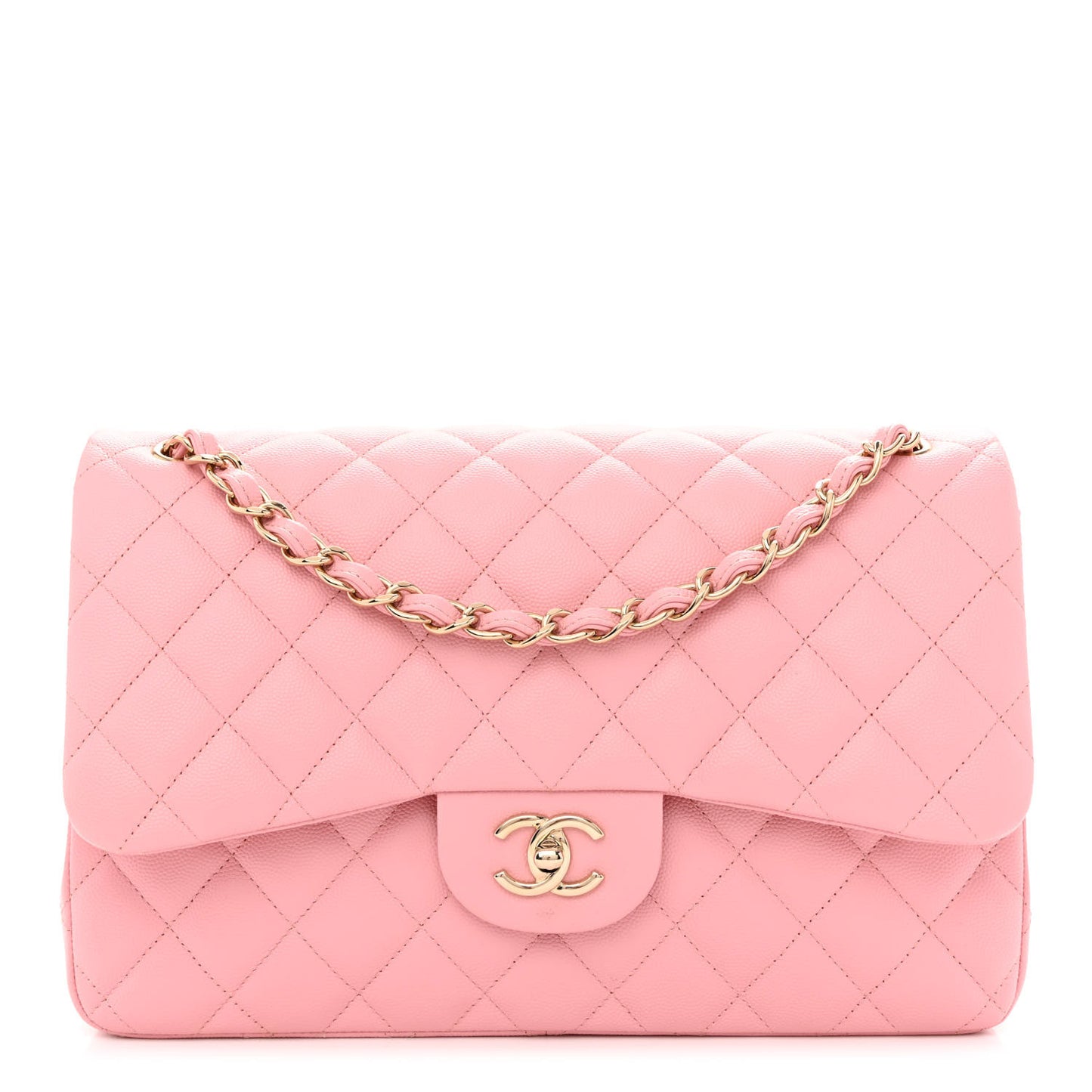 Caviar Quilted Jumbo Double Flap Pink