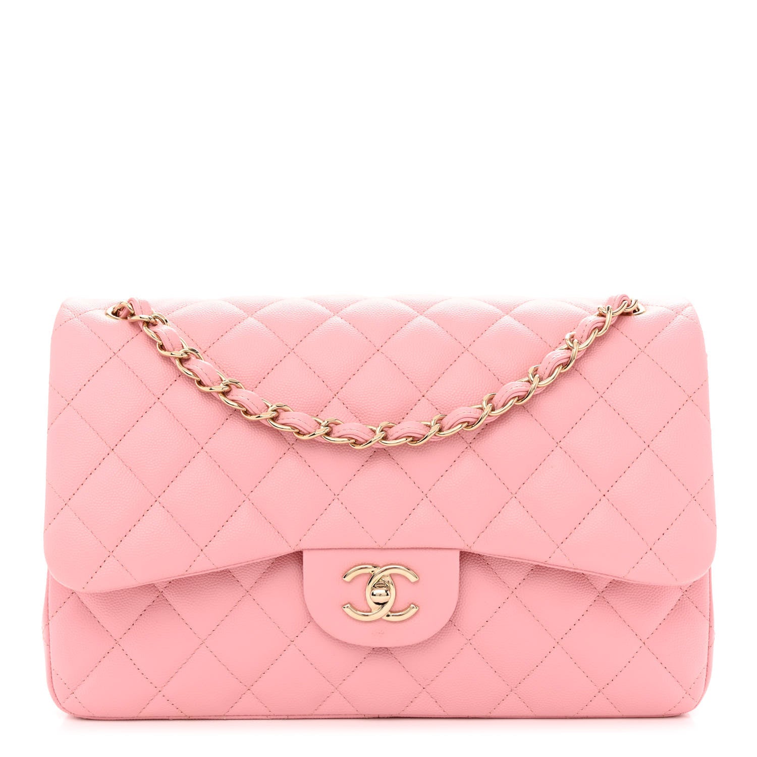 Chanel Caviar Quilted Jumbo Double Flap Pink 1 of 9