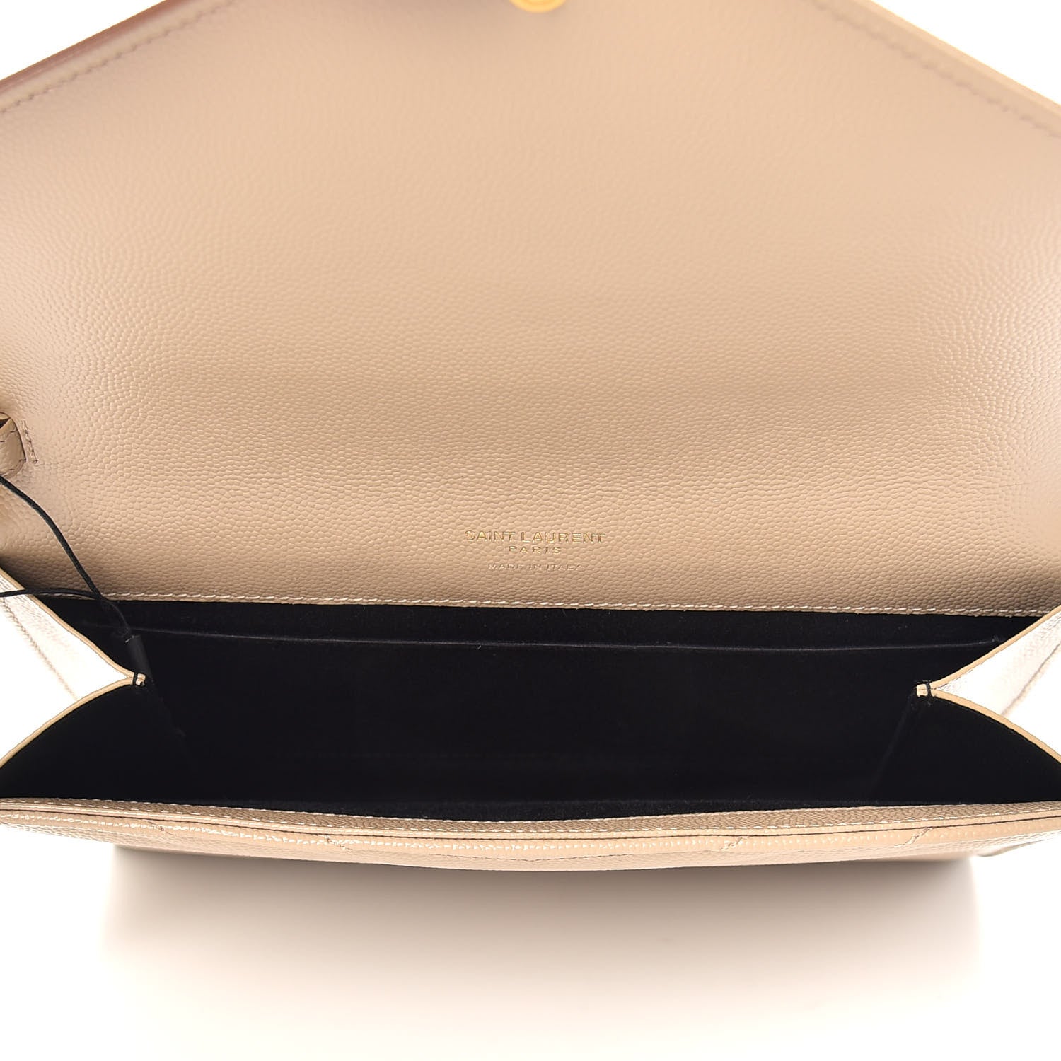 Saint Laurent Grain De Poudre Matelasse Chevron Monogram Envelope Clutch Dark Beige 5 of 10