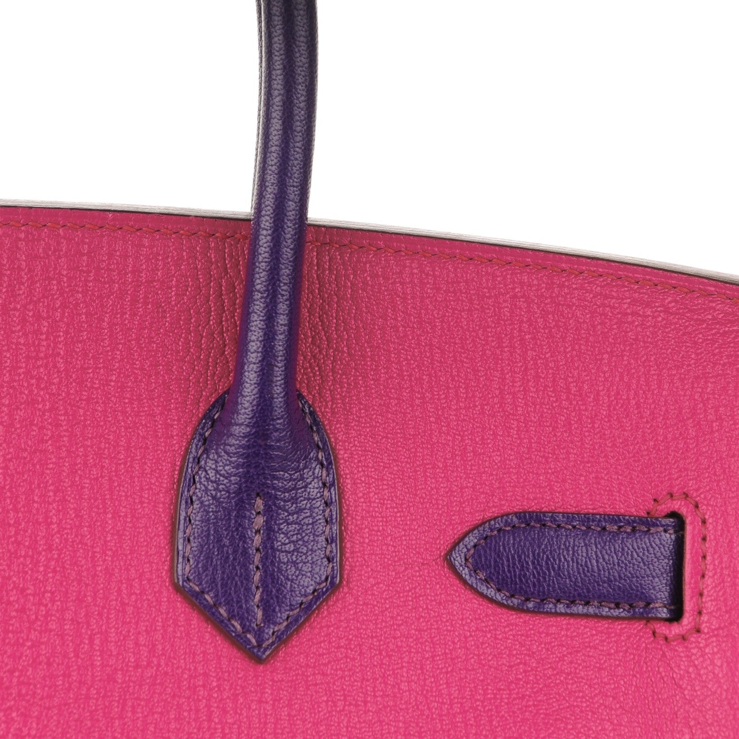 Hermes Chevre Bi-Color Horseshoe Birkin 30 Rose Shocking Iris 7 of 27