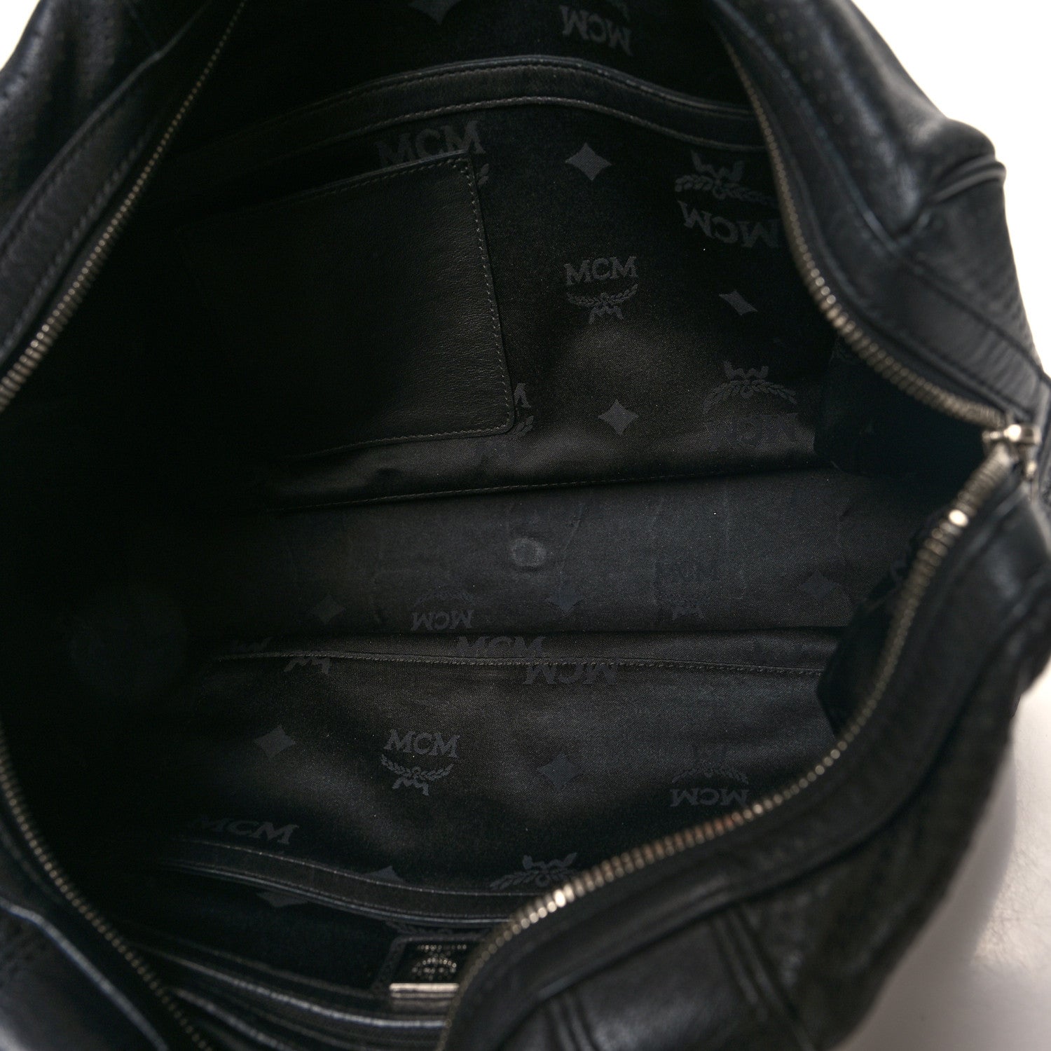 MCM Calfskin Perforated Shoulder Bag Black 5 of 11