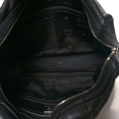 MCM Calfskin Perforated Shoulder Bag Black 5 of 11