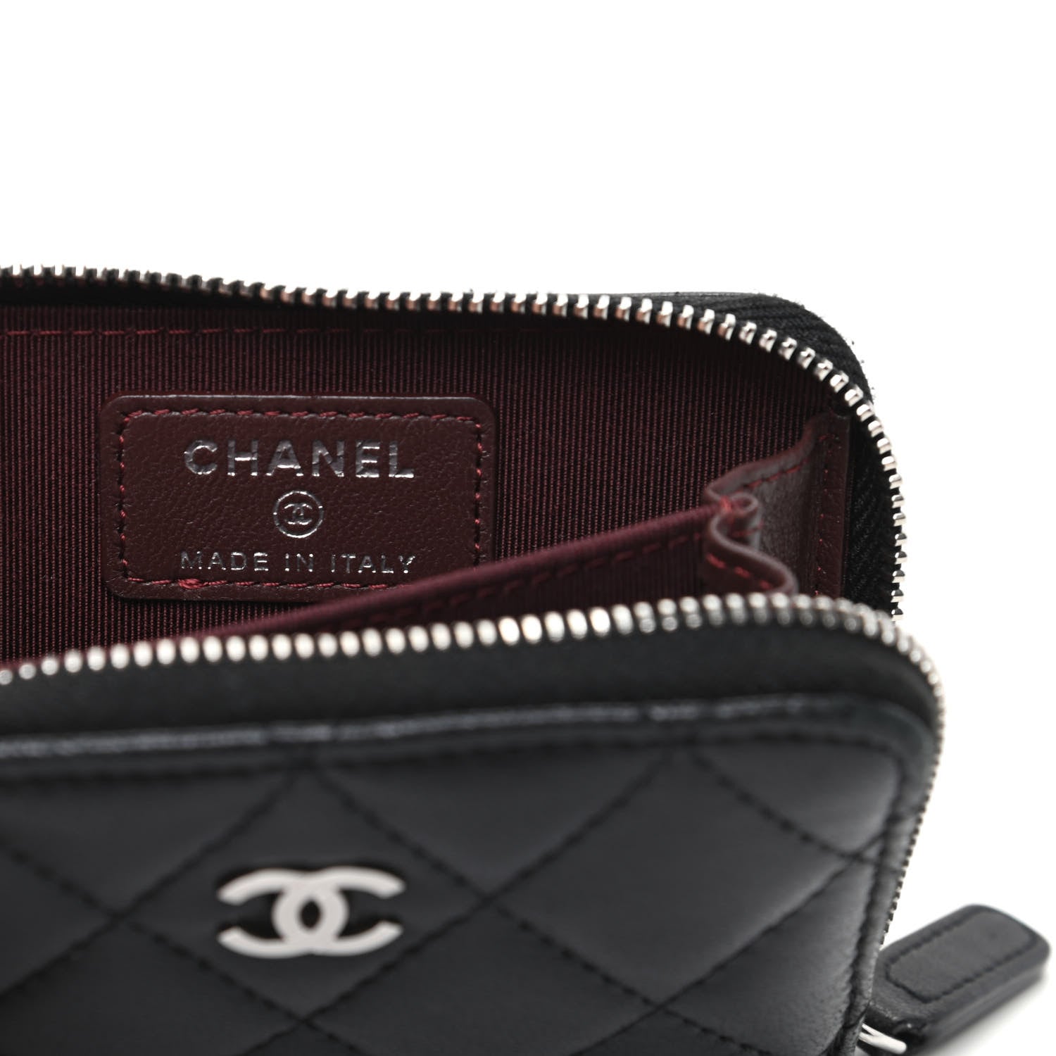 Chanel Lambskin Quilted Zip Coin Purse Black 6 of 9