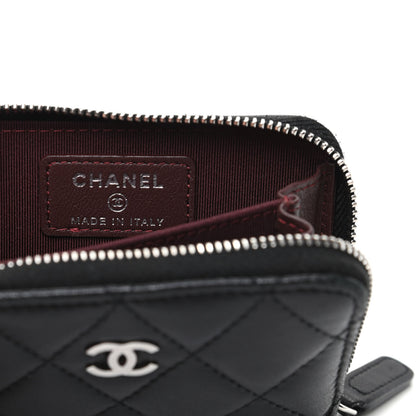 Chanel Lambskin Quilted Zip Coin Purse Black 6 of 9