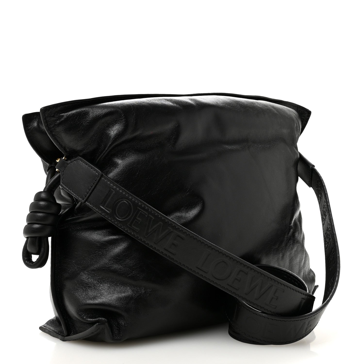 Loewe Shiny Nappa Lambskin Puffer Flamenco Knot Clutch Black 3 of 10