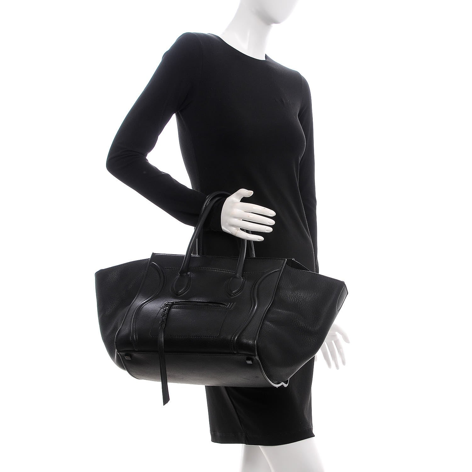 Celine Supple Calfskin Medium Phantom Luggage Black 2 of 15