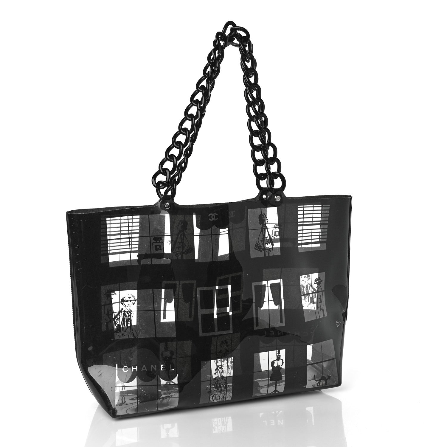 Chanel Vinyl Coco Window Tote Black 3 of 12