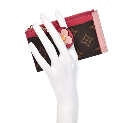 Louis Vuitton Monogram Blooming Flowers Zipped Card Holder Hot Pink Rose Ballerine 2 of 6