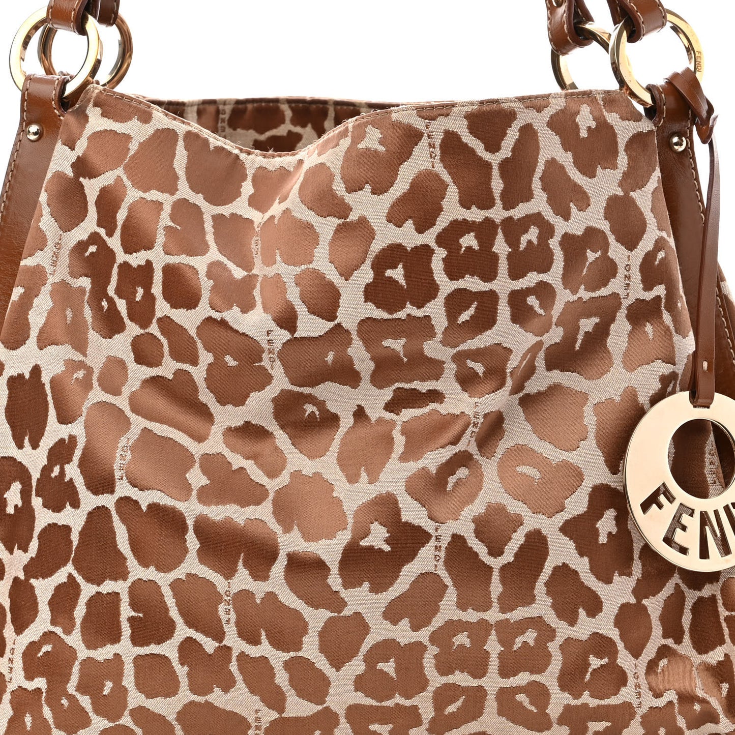 Jacquard Leopard Print Chef Shopping Tote Bag Brown