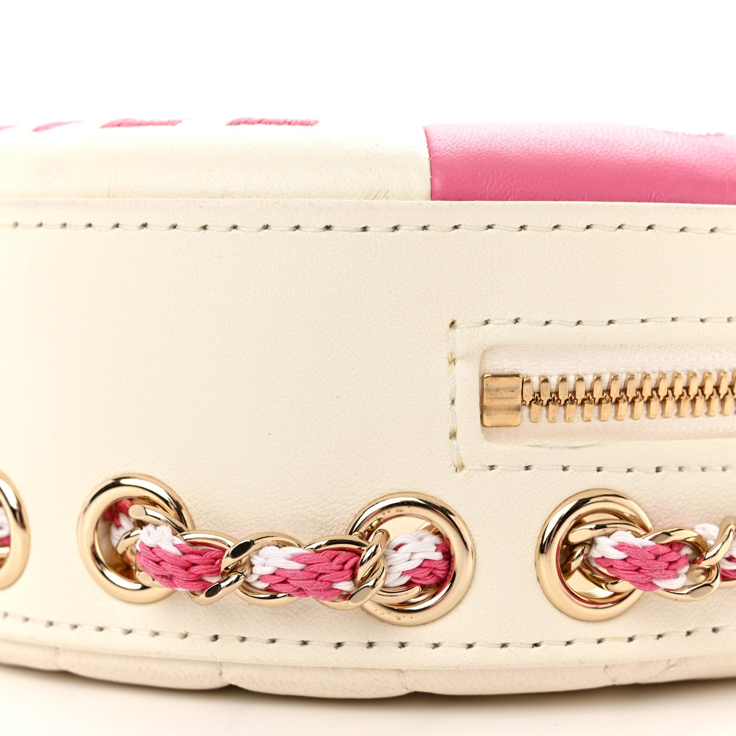 Chanel Lambskin Coco Lifesaver Round Bag Pink White 10 of 10