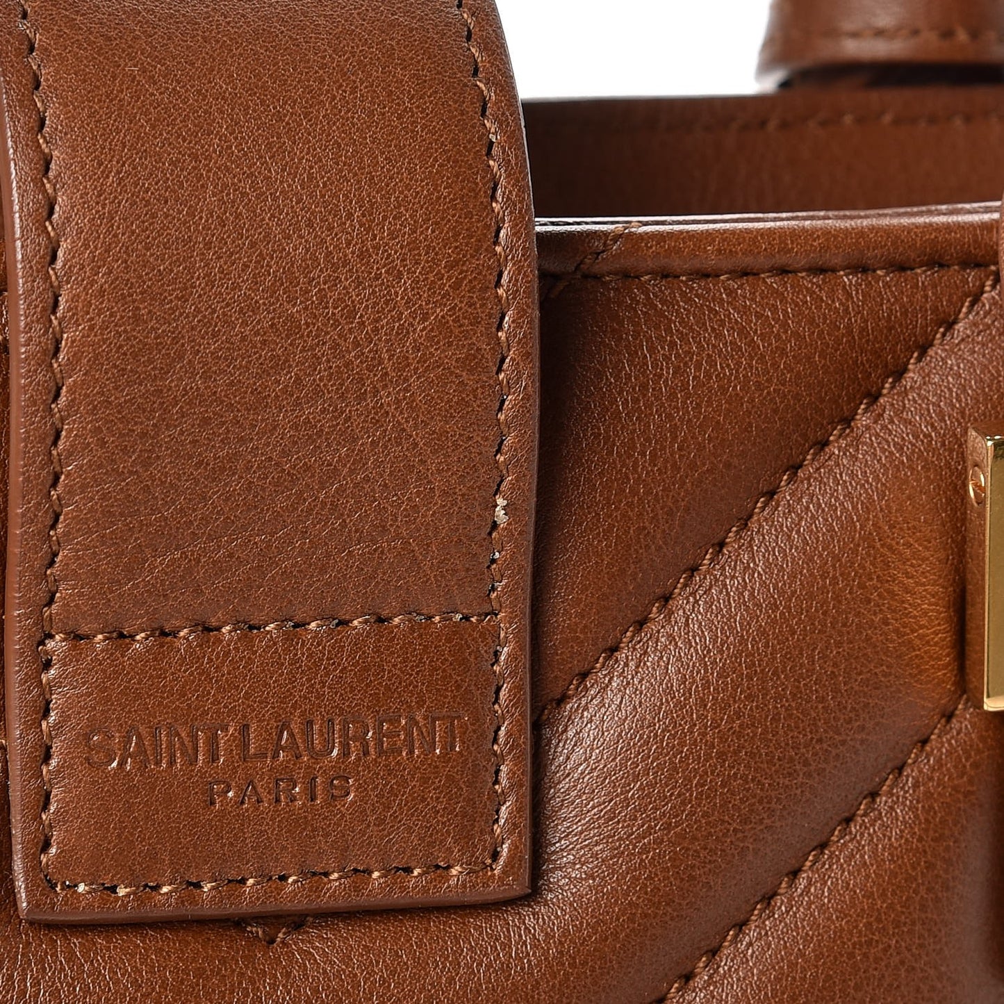 Calfskin Matelasse Chevron Small Monogram Cabas Havane