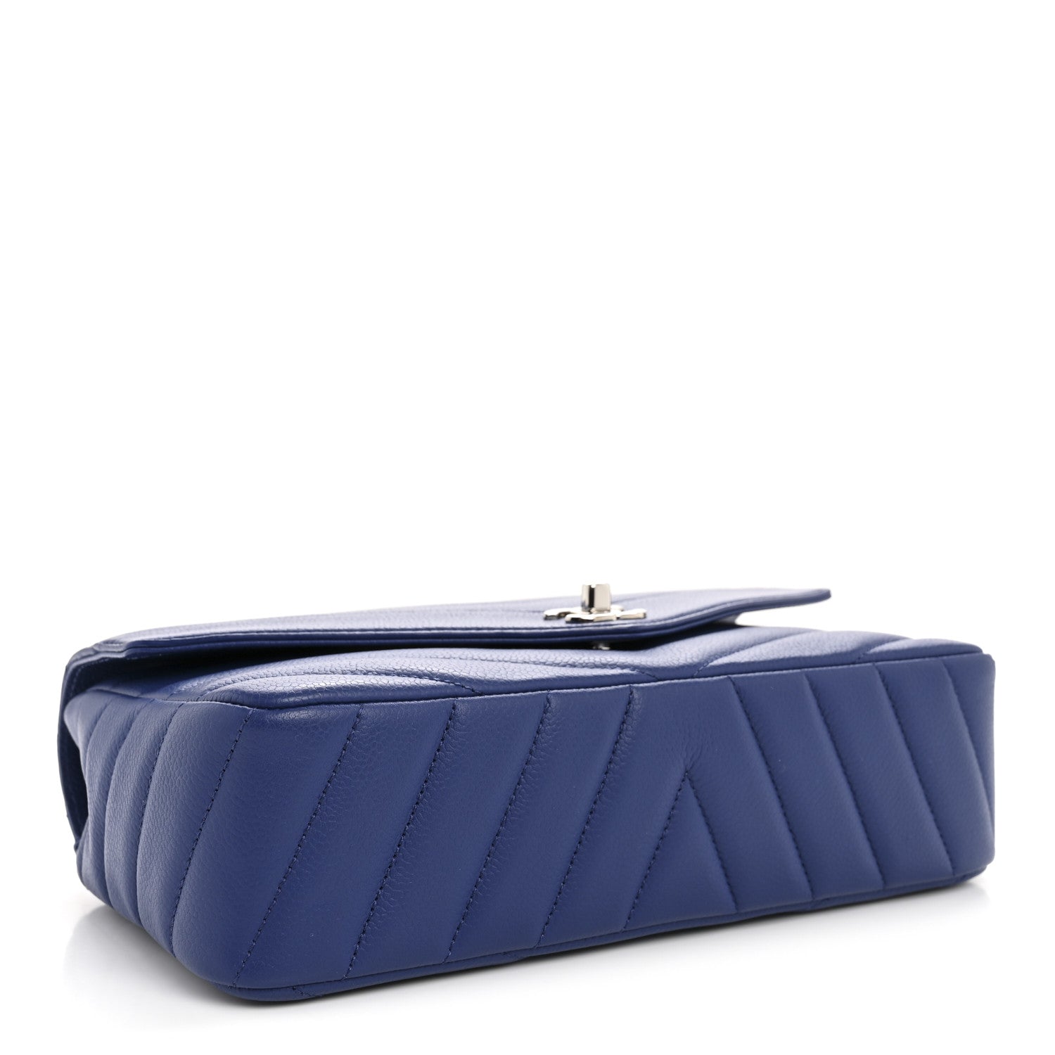 Chanel Caviar Chevron Quilted Single Flap Blue 4 of 10