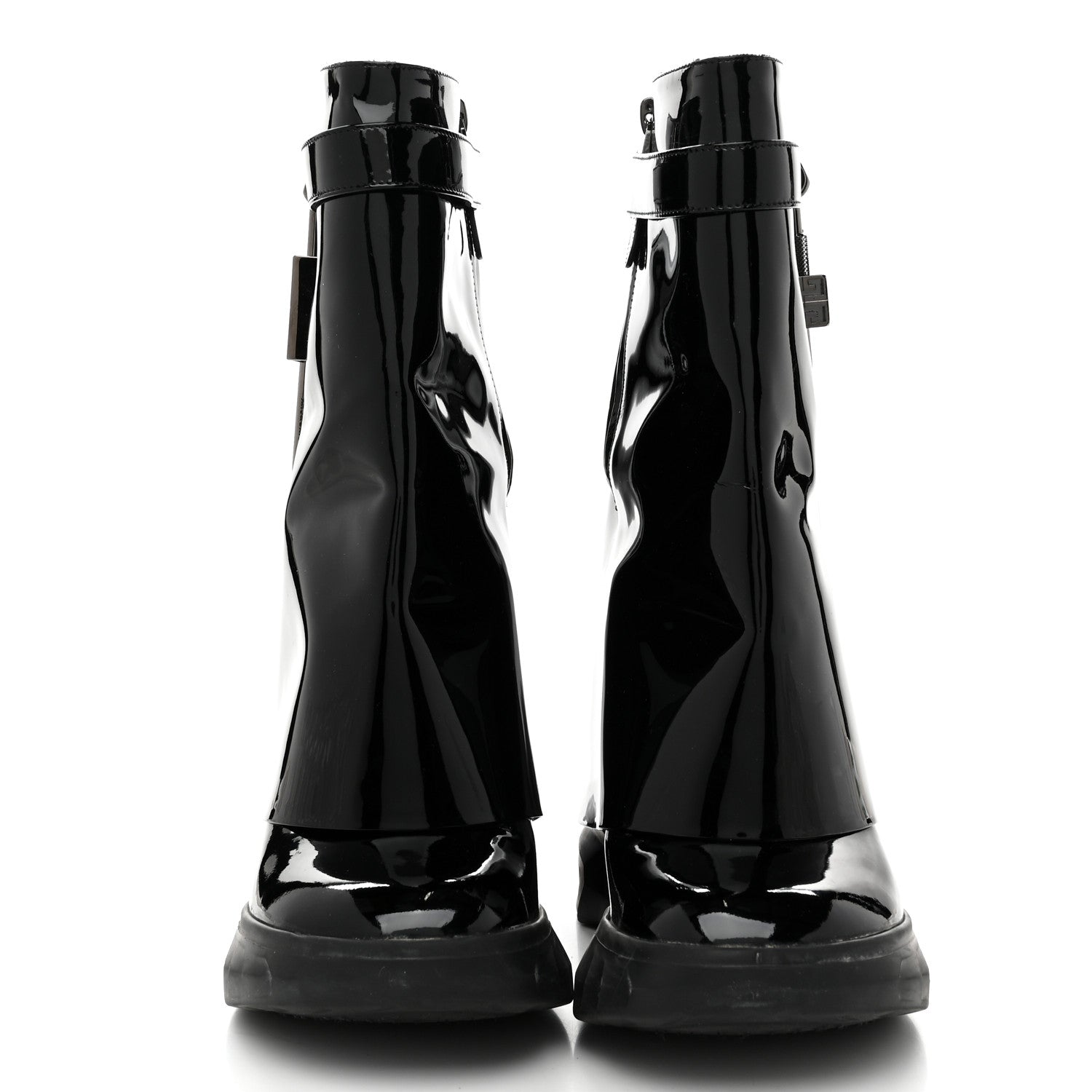 Givenchy Patent Shark Lock Biker Ankle Boots 37 Black 3 of 8