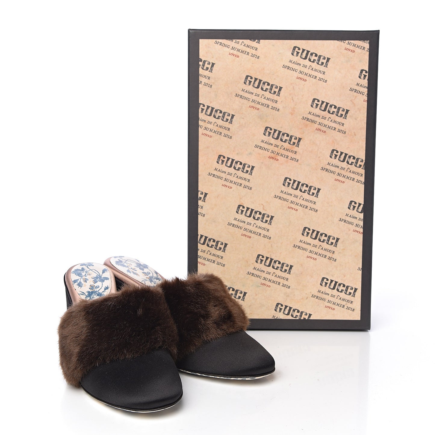 Mink Silk Satin Crystal Candy Mules 35.5 Scan Brown Black