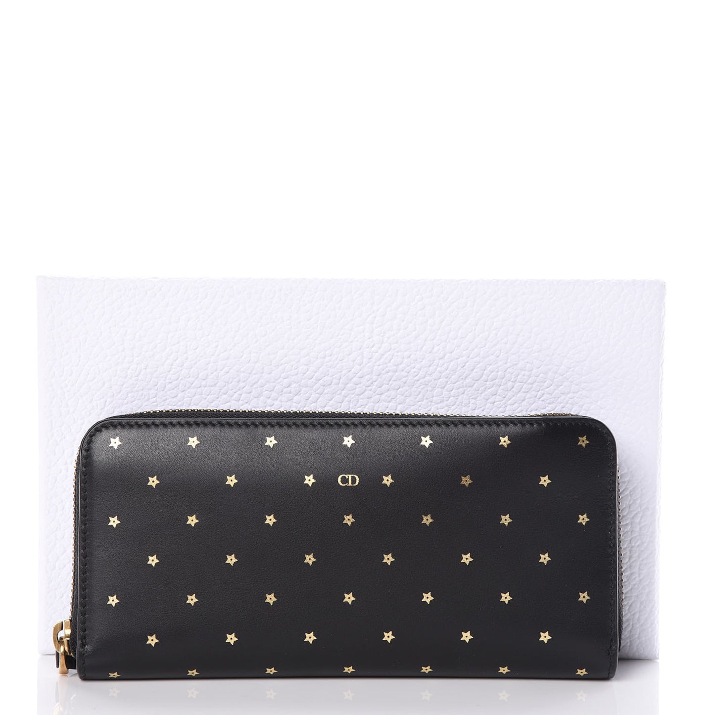 Calfskin Stars Voyageur Zip Around Wallet Black