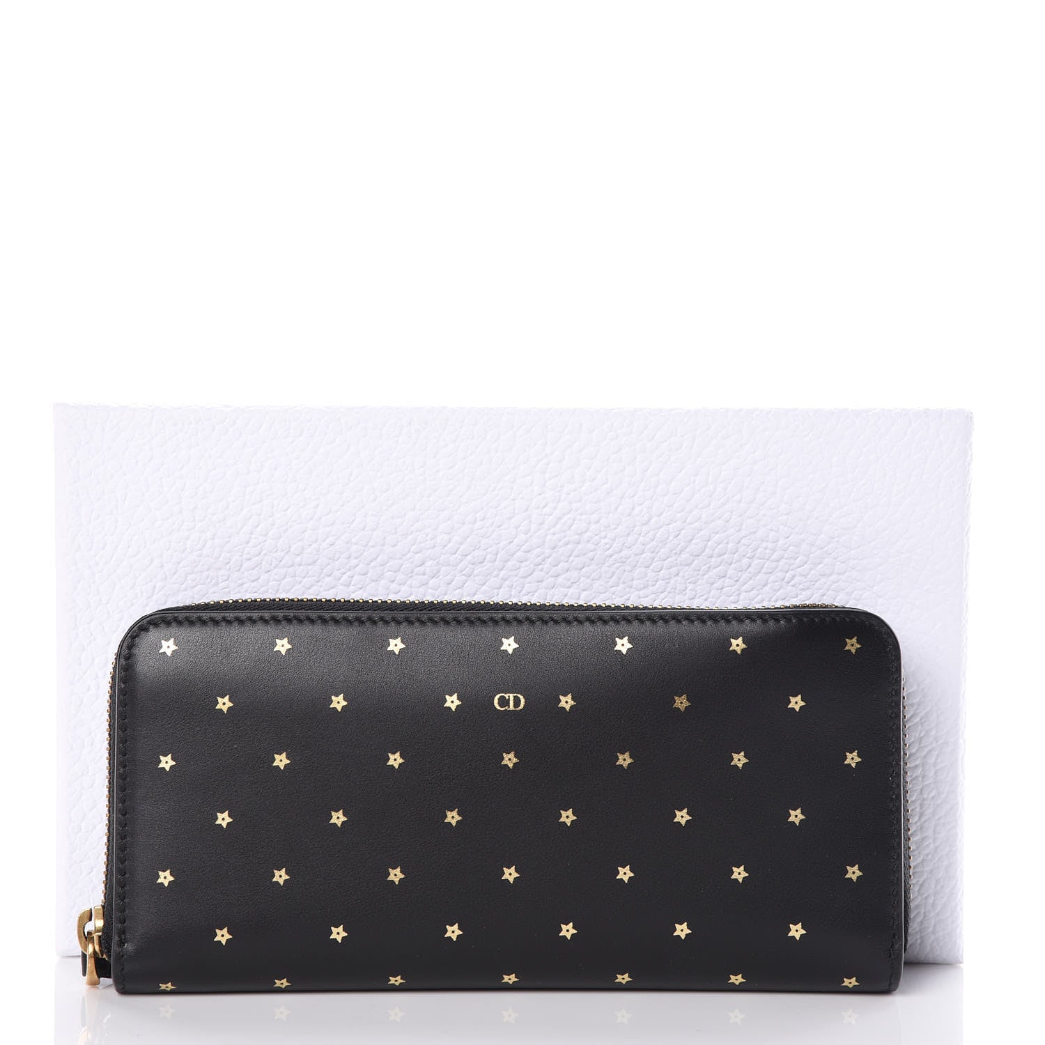 Christian Dior Calfskin Stars Voyageur Zip Around Wallet Black 8 of 8