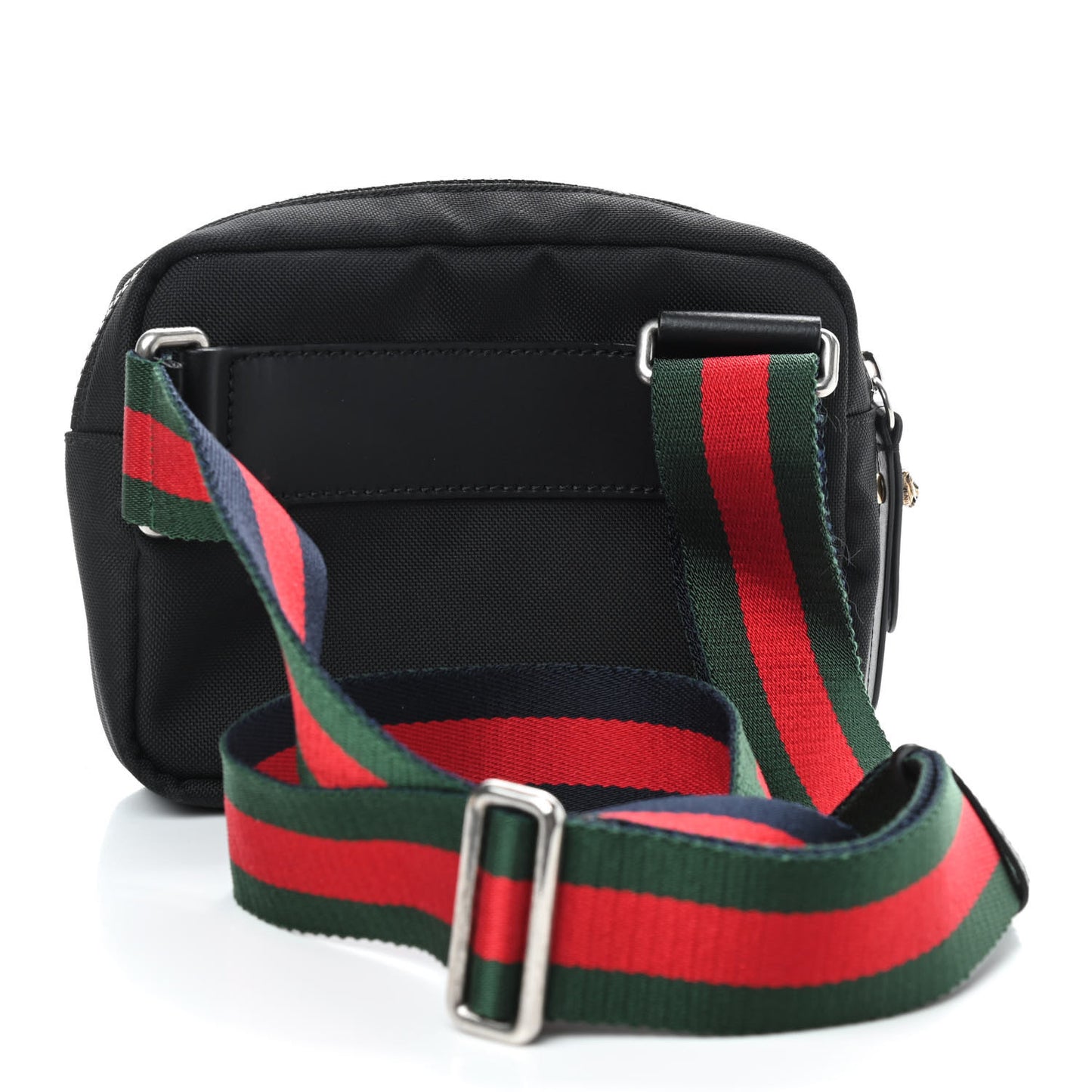 Canvas Web Tiger Embroidered Messenger Bag Black