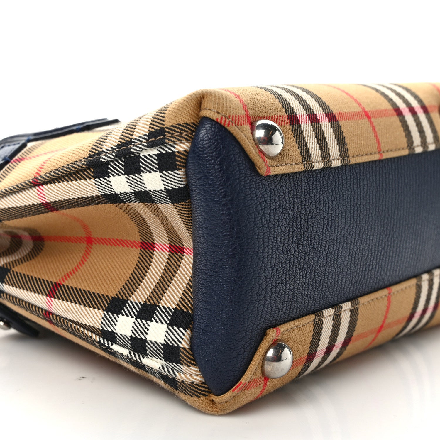 Burberry Goatskin Vintage Check Baby Banner Tote Regency Blue 7 of 10